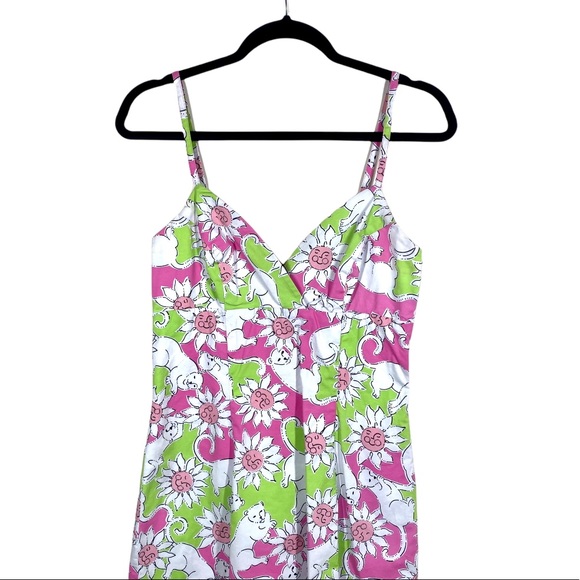 Vintage Lilly Pulitzer Lioness and Sunflower Print Shift Dress (4) - Picture 4 of 8